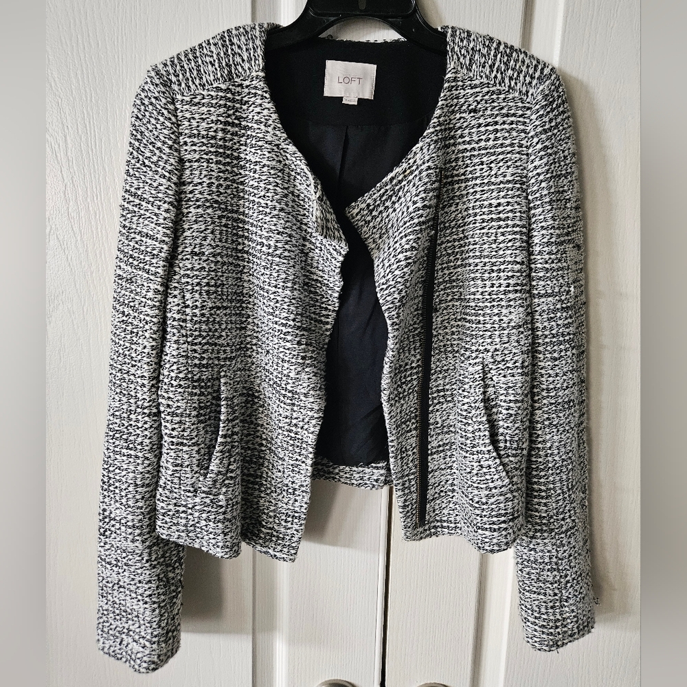 Loft tweed jacket, black and white, size 4